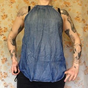 Chambray tie neck tank top